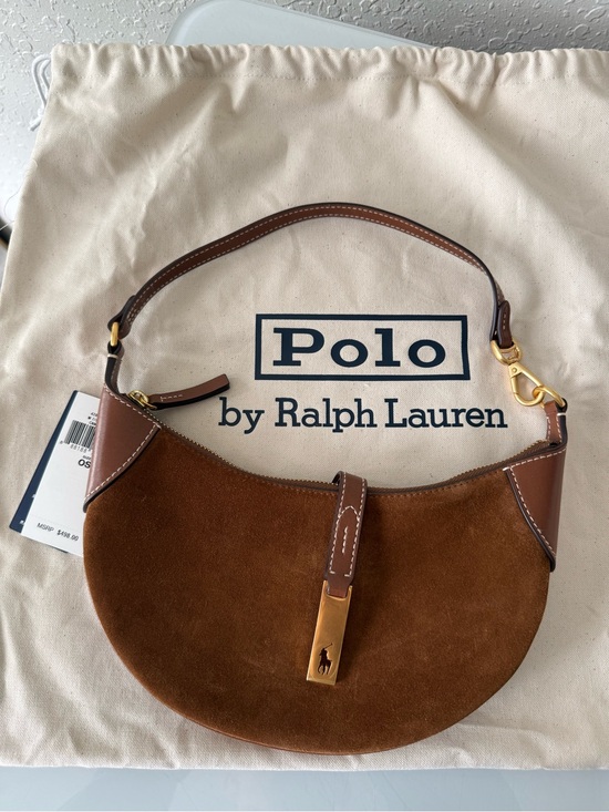 Polo Ralph Lauren Handbags - Polo by Ralph Lauren Chestnut Brown Suede Crescent Shoulder Bag